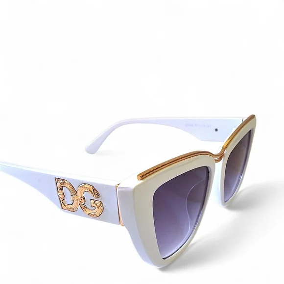 Dolce & Gabbana DG22038 Cat-Eye Sunglasses โ White & Gold Luxe w/ Case - Picture 6 of 15